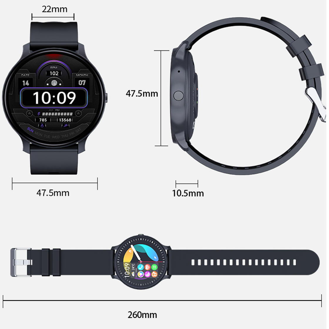 Cross-Border Smart Watch – Android Compatible | Bluetooth Calling | Sports Tracking | Health Monitoring | Premium Refurbished | 12-Month Warranty