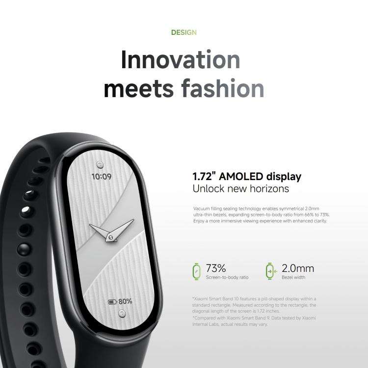 Original Xiaomi Smart Mi Band 10 1.72” AMOLED | Premium Refurbished | Waterproof 5ATM | 12-Month Warranty