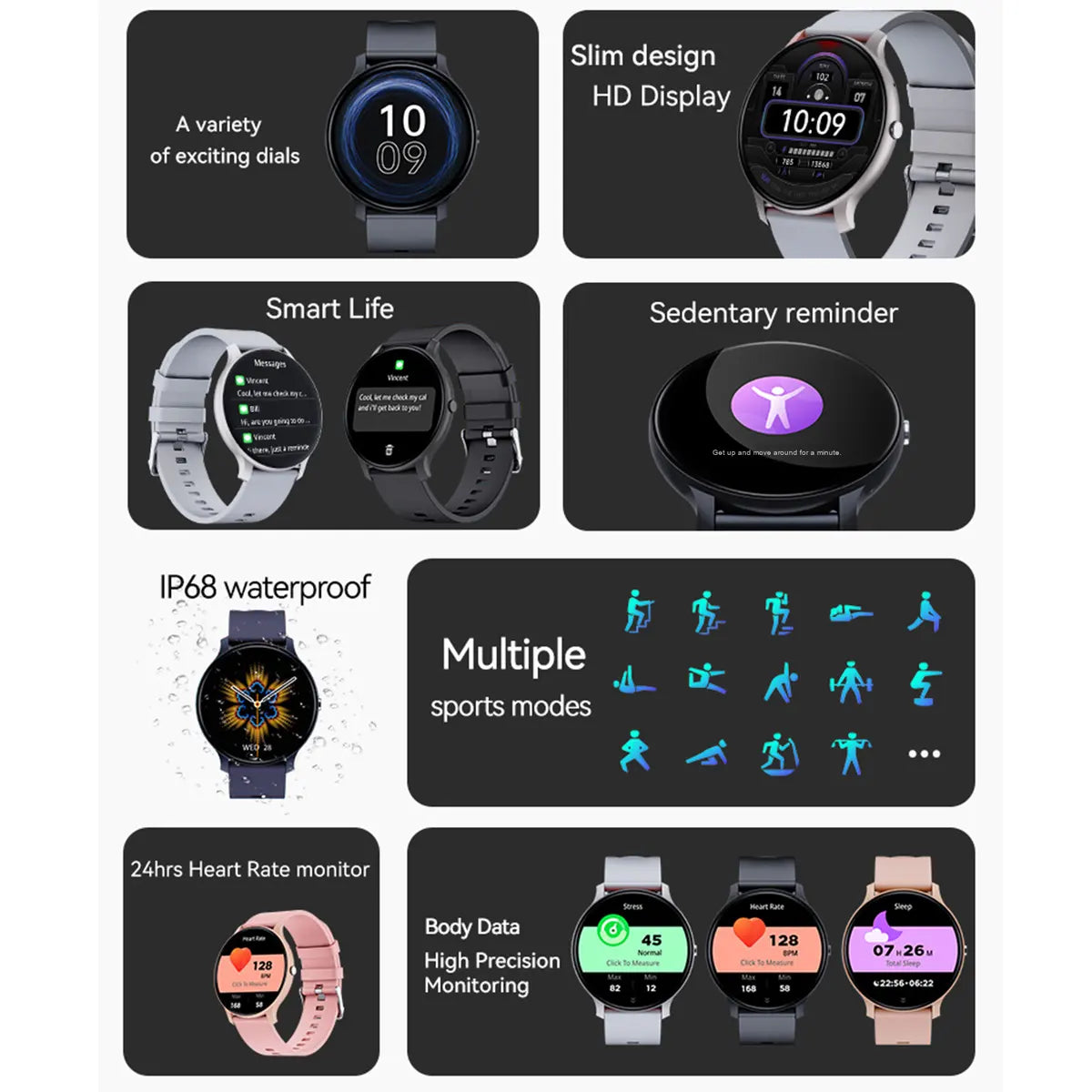 Cross-Border Smart Watch – Android Compatible | Bluetooth Calling | Sports Tracking | Health Monitoring | Premium Refurbished | 12-Month Warranty